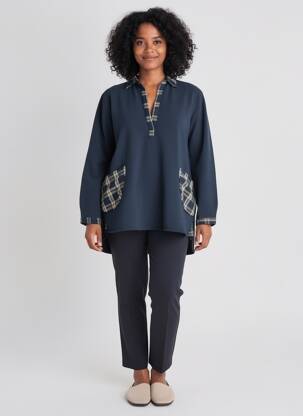 Tunique manches longues col v bleu RHUM RAISIN femme