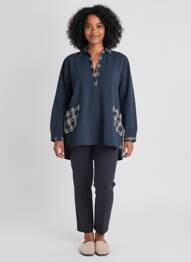 Tunique manches longues col v bleu RHUM RAISIN femme