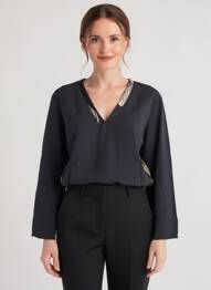 Blouse imprimé fantaisie manches longues noir RHUM RAISIN femme