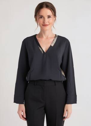 Blouse imprimé fantaisie manches longues noir RHUM RAISIN femme