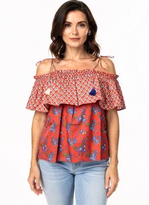 Top manches bretelles ajustables fines bretelles rouge RHUM RAISIN femme