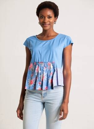 T-shirt coupe cintrée manches courtes bleu RHUM RAISIN femme