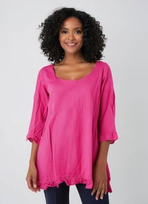 Tunique manches longues tissage crêpe rose RHUM RAISIN femme