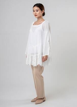 Tunique manches longues légère et transparente blanc RHUM RAISIN femme