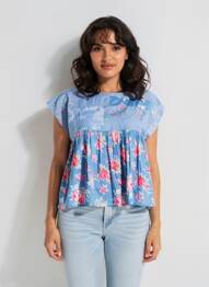Blouse manches courtes manches courtes bleu RHUM RAISIN femme
