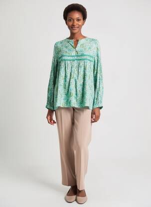 Blouse imprimé fleurs manches longues vert RHUM RAISIN femme