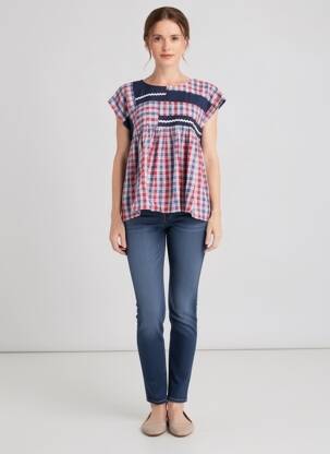 Blouse col rond manches courtes bleu RHUM RAISIN femme