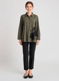 Tunique manches longues col chemisier vert RHUM RAISIN femme