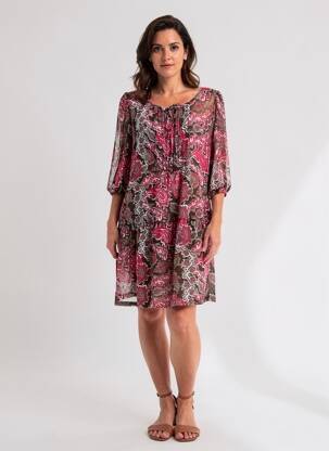 Robe mi-longue imprimé fleurs manches longues rose MEXX femme