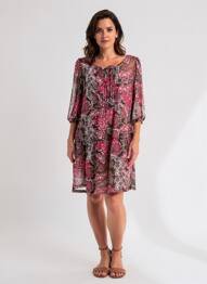 Robe mi-longue coupe fluide manches longues rose MEXX femme
