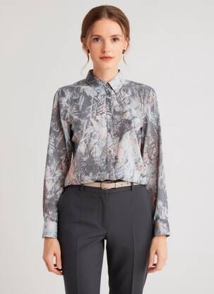 Chemisier tissage crêpe manches longues gris MEXX femme