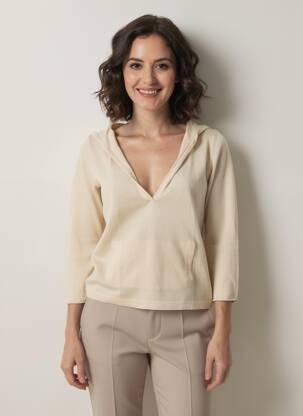 Pull col v manches courtes beige MEXX femme