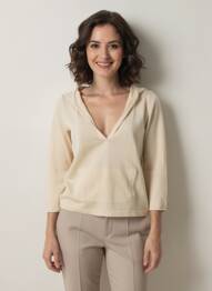 Pull col v manches courtes beige MEXX femme