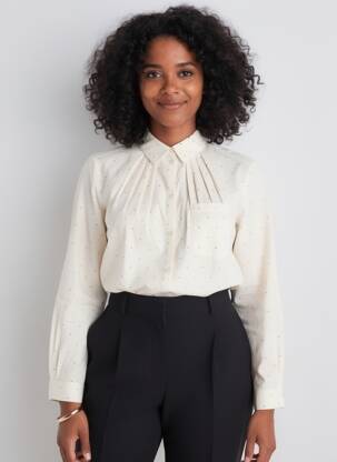 Chemisier coupe cintrée manches longues beige MEXX femme