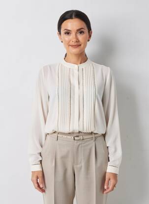 Chemisier tissage crêpe manches longues beige MEXX femme