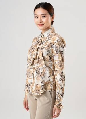 Chemisier coupe cintrée manches longues marron MEXX femme