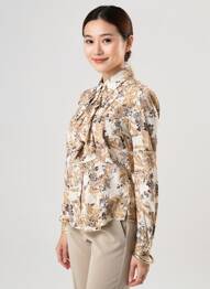 Chemisier coupe cintrée manches longues marron MEXX femme