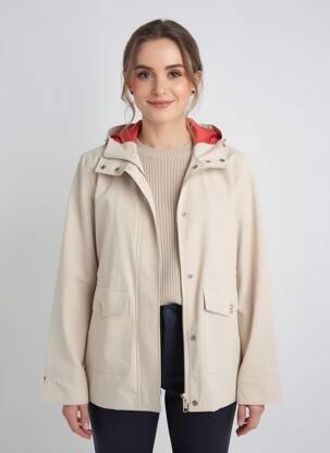 Imperméable manches longues a capuche beige VIRGINIA BLU' femme