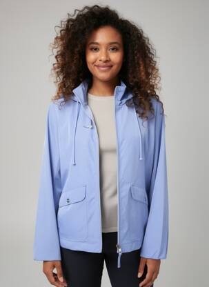 Imperméable manches longues a capuche bleu VIRGINIA BLU' femme