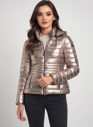 Doudoune poches a capuche argent VIRGINIA BLU' femme