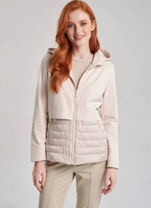 Parka manches longues a capuche beige VIRGINIA BLU' femme