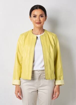 Veste simili cuir poches jaune VIRGINIA BLU' femme