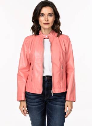 Veste simili cuir poches rose VIRGINIA BLU' femme