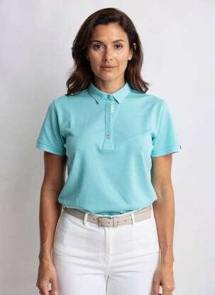 Polo stretch manches courtes bleu VIRGINIA BLU' femme