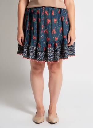 Jupe courte coupe évasée bleu RHUM RAISIN femme