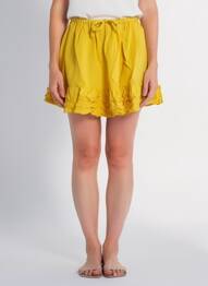 Jupe courte coupe évasée jaune RHUM RAISIN femme