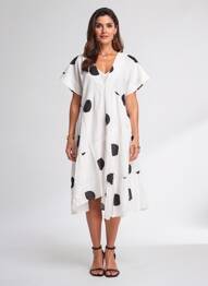 Robe mi-longue manches courtes manches courtes beige RHUM RAISIN femme