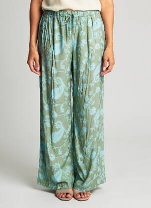 Pantalon large tissage crêpe taille normale vert RHUM RAISIN femme