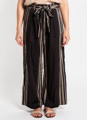 Pantalon large fermeture zip latéral taille haute noir RHUM RAISIN femme