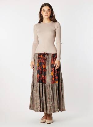 Jupe longue coupe évasée orange RHUM RAISIN femme