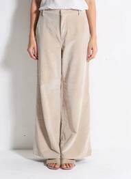 Pantalon large fermeture zippée sous rabat boutonné taille normale beige CREAM femme