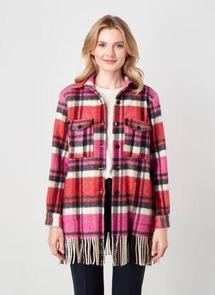 Manteau long coupe droite sans capuche rose VILAGALLO femme
