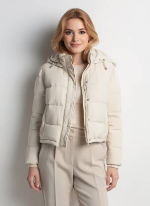Doudoune poches a capuche beige MARC AUREL femme