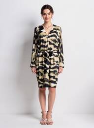 Robe mi-longue manches longues manches longues beige K.F FASHION femme