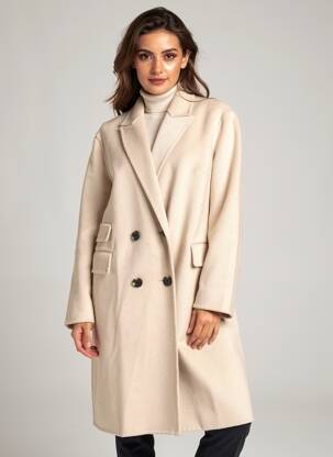 Manteau long coupe cintrée sans capuche beige RINO & PELLE femme