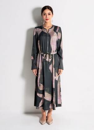 Robe longue manches longues manches longues vert K-DESIGN femme