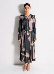 Robe longue manches longues manches longues vert K-DESIGN femme