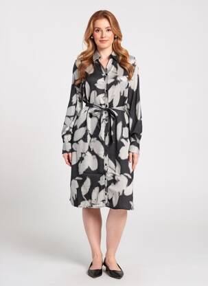 Robe mi-longue manches longues manches longues noir CREAM femme