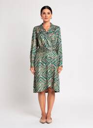 Robe mi-longue manches longues manches longues vert K-DESIGN femme