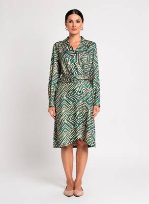 Robe mi-longue manches longues manches longues vert K-DESIGN femme