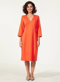 Robe mi-longue manches 3/4 manches 3/4 orange MARC AUREL femme