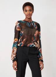 Blouse légère et transparente manches longues noir CREAM femme
