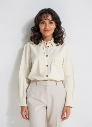 Chemisier coupe cintrée manches longues beige MARC AUREL femme