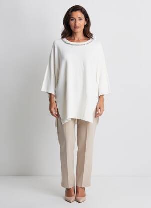 Pull coupe droite manches 3/4 beige CREAM femme