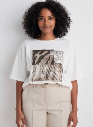 T-shirt coupe droite manches courtes beige MARC AUREL femme