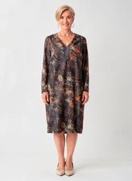 Robe mi-longue manches longues manches longues noir GUY DUBOUIS femme